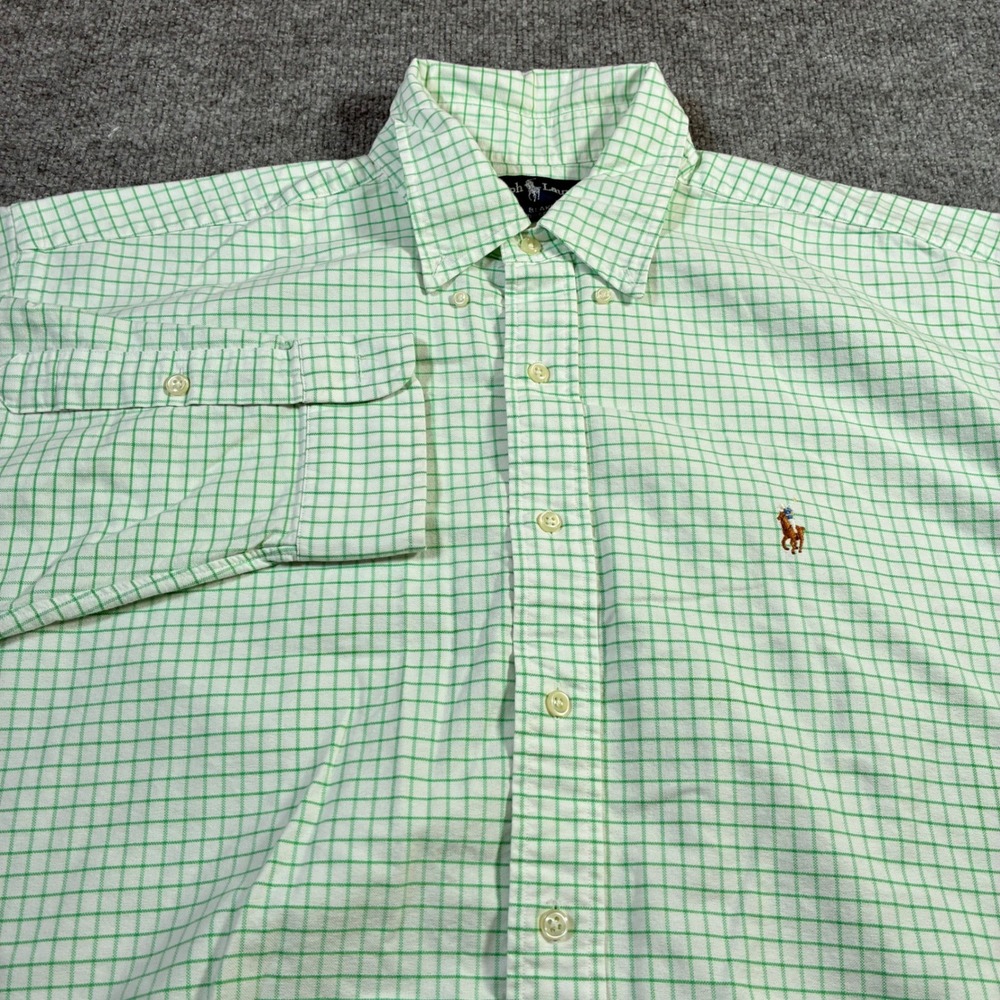 Polo Ralph Lauren Blake Shirt Mens XL Green White Check Button Down Cotton